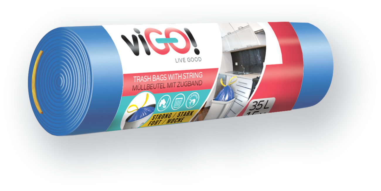 Pytle HDPE na odpad se zatahovací páskou 35L - 15 ks ; 11mic