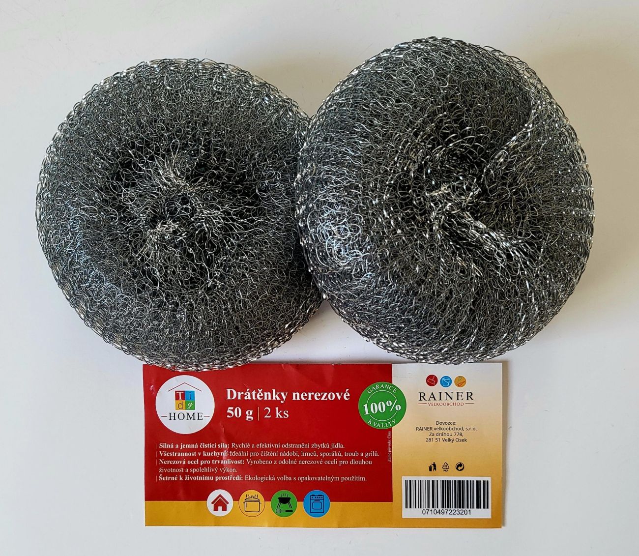 Tidy Drátěnka v síťce sada 2 ks; 11,5x4,5 cm; 50 g; kov