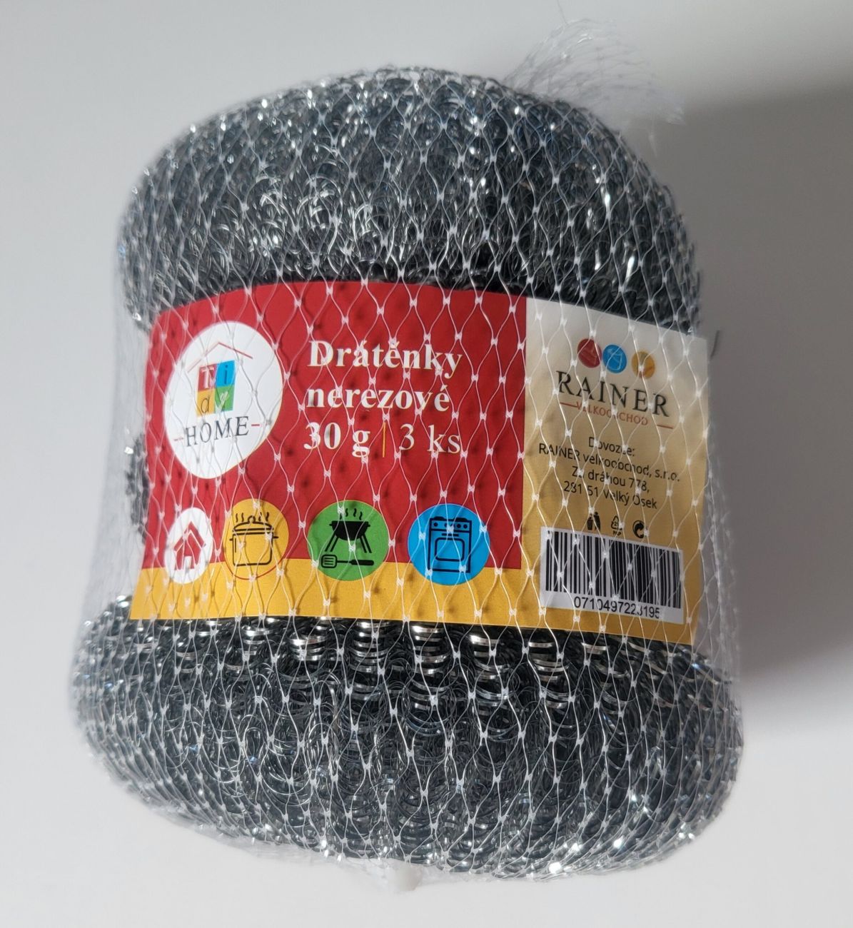 Tidy Drátěnka v síťce sada 3 ks; 9x3,5 cm; 30 g; kov