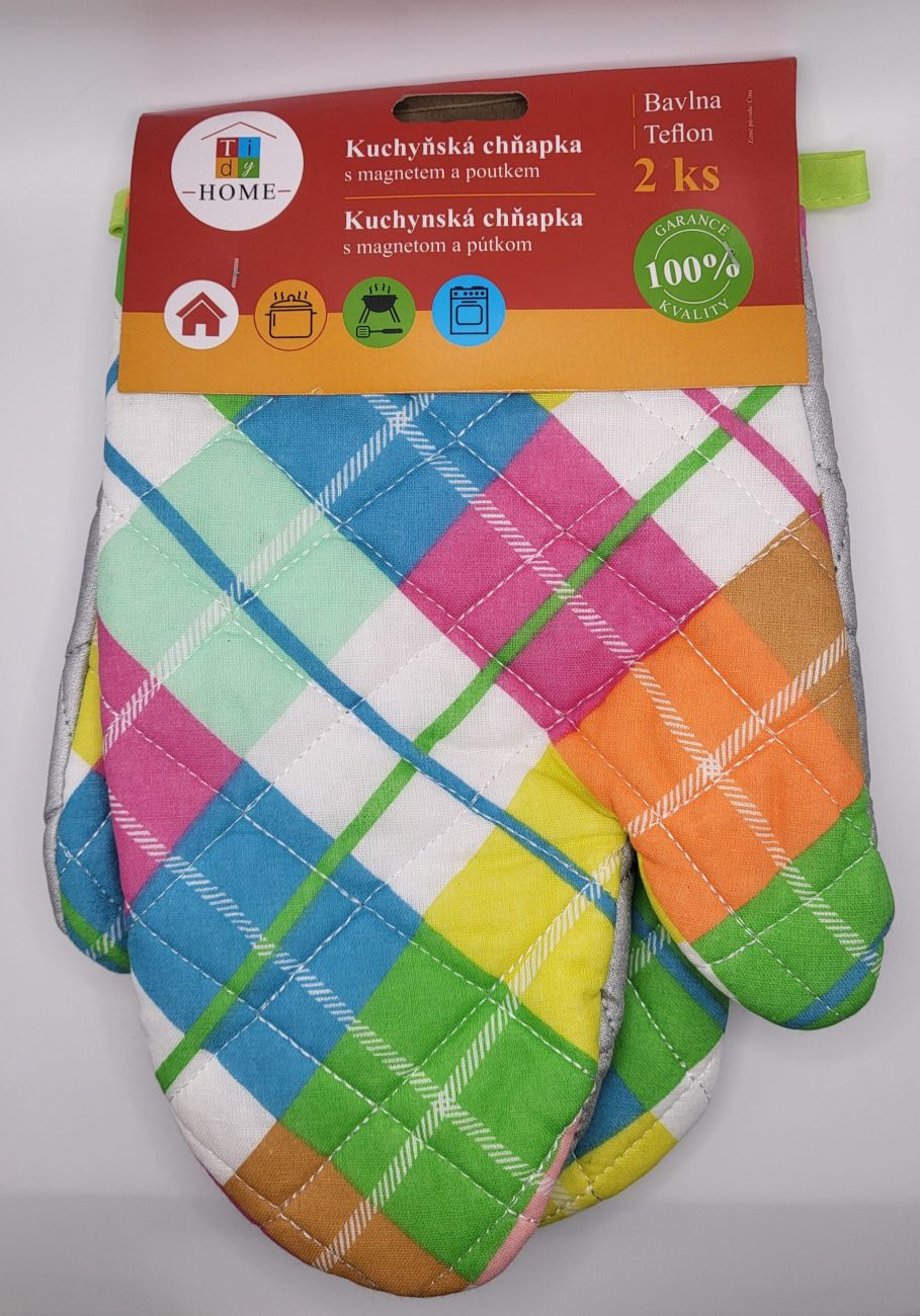 Tidy Kuchyňské chňapky 2ks. s magnetem a poutkem - bavlna, teflon