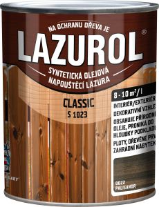 Lazurol Classic S1023 tenkovrstvá lazura na dřevo s obsahem olejů, 0022 palisandr, 750 ml