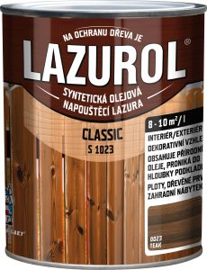 Lazurol Classic S1023 tenkovrstvá lazura na dřevo s obsahem olejů, 0023 teak, 750 ml