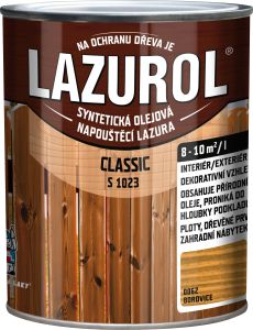 Lazurol Classic S1023 tenkovrstvá lazura na dřevo s obsahem olejů, 0062 borovice, 750 ml