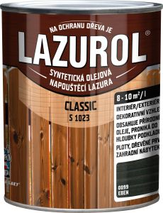 Lazurol Classic S1023 tenkovrstvá lazura na dřevo s obsahem olejů, 0099 eben, 750 ml