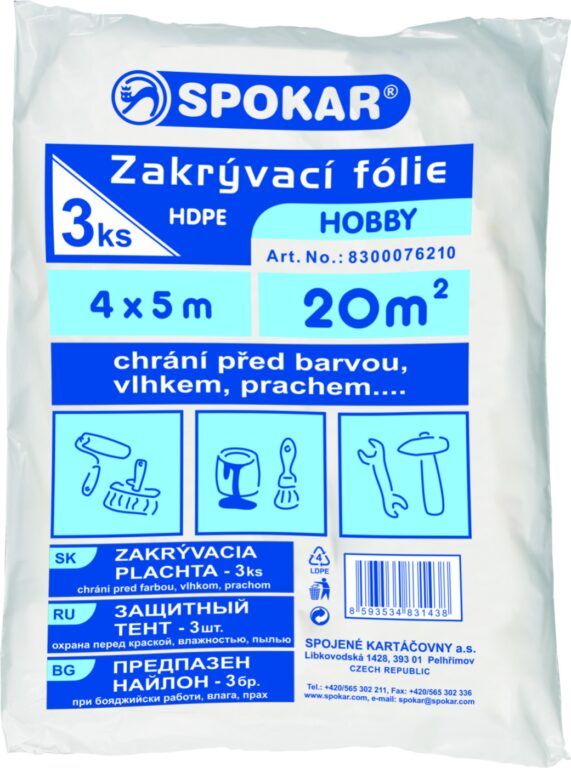 zakrývací fólie HOBBY, 4x5m 3KS ; 5mic