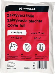 Spokar Standard zakrývací fólie na malování, 7 µ, 50 m², 4 × 12,5 m