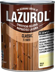 Lazurol Classic S1023 tenkovrstvá lazura na dřevo s obsahem olejů, 0010 bílá, 750 ml