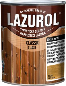 Lazurol Classic S1023 tenkovrstvá lazura na dřevo s obsahem olejů, 0020 kaštan, 750 ml