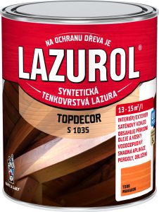 Lazurol Topdecor S1035 tenkovrstvá lazura na dřevo T080 mahagon, 750 ml
