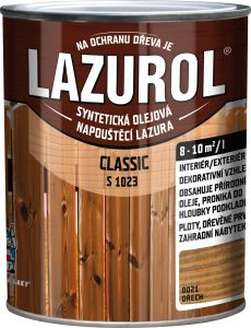 Lazurol Classic S1023 tenkovrstvá lazura na dřevo s obsahem olejů, 0021 ořech, 750 ml