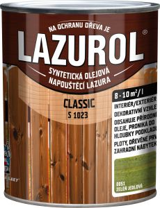 Lazurol Classic S1023 tenkovrstvá lazura na dřevo s obsahem olejů, 0051 zeleň jedle, 750 l
