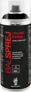 BALSPREJ vrchní univerzální akrylová barva ve spreji, RAL 9005 černý lesk, 400 ml