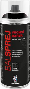 BALSPREJ vrchní univerzální akrylová barva ve spreji, RAL 9005 černý mat, 400 ml