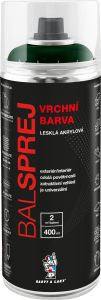 BALSPREJ vrchní univerzální akrylová barva ve spreji, RAL 6005 zelená mechová, 400 ml