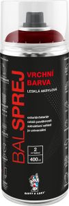 BALSPREJ vrchní univerzální akrylová barva ve spreji, RAL 3004 purpurově červená, 400 ml