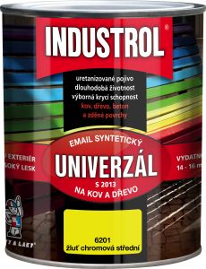 Industrol S2013 univerzál lesk vrchní barva na kov a dřevo, 6201 chromová žluť, 750 ml