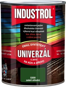 Industrol S2013 univerzál lesk vrchní barva na kov a dřevo, 5300 zeleň střední, 750 ml