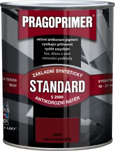 Pragoprimer Standard S2000 základní barva na kov, 0840 červenohnědá, 600 ml