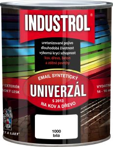 Industrol S2013 univerzál lesk vrchní barva na kov a dřevo, 1000 bílá, 600 ml