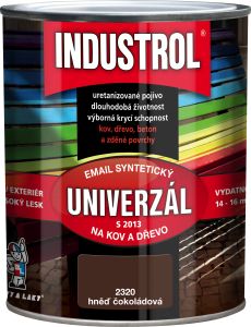 Industrol S2013 univerzál lesk vrchní barva na kov a dřevo, 2430 čokoládově hnědá, 600 ml