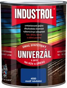 Industrol S2013 univerzál lesk vrchní barva na kov a dřevo, 4550 modř návěstní, 600 ml