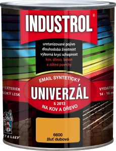 Industrol S2013 univerzál lesk vrchní barva na kov a dřevo, 6600 dubová žluť, 600 ml