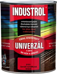 Industrol S2013 univerzál lesk vrchní barva na kov a dřevo, 8191 tmavá červeň rumělka, 600 ml