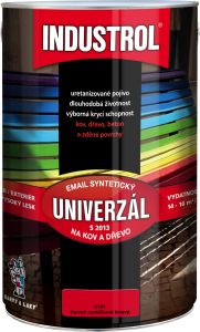 Industrol S2013 univerzál lesk vrchní barva na kov a dřevo, 8191 červeň rumělka tmavá, 4 l