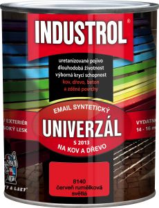 Industrol S2013 univerzál lesk vrchní barva na kov a dřevo, 8140 světlá červeň rumělka, 750 ml