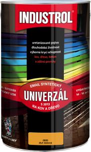 Industrol S2013 univerzál lesk vrchní barva na kov a dřevo, 6600 žluť dubová, 4 l