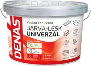 DENAS UNIVERZÁL-LESK vrchní barva na dřevo, kov a beton, 0100 bílá, 5 kg