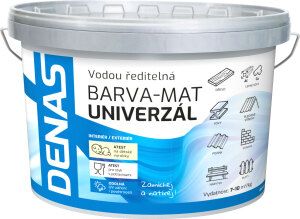 DENAS UNIVERZÁL-MAT vrchní barva na dřevo, kov a beton, 0100 bílá, 5 kg