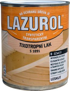 LAZUROL tixotropní nestékající lak na kov a dřevo S1091, bezbarvý lesk, 750 ml