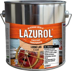 Lazurol S1119 lodní lak odolný lak na dřevo bezbarvý, lesk 2,5 l