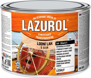 Lazurol S1119 lodní lak odolný lak na dřevo bezbarvý, lesk 375 ml