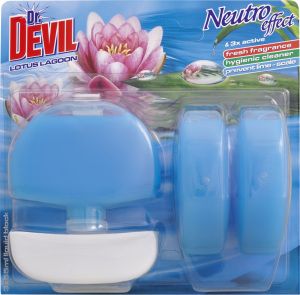 Dr. Devil 3v1 Lotus Lagoon tekutý WC blok, košíček + náplň 3× 55 ml