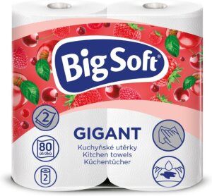 Big Soft Gigant 2vrstvé kuchyňské papírové utěrky, 2× 80 útržků, 2 role