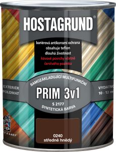 Hostagrund Prim 3v1 S2177 základní i vrchní barva na kov, 0240 hnědá střední, 600 ml