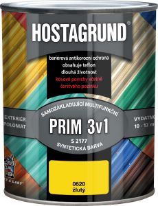 Hostagrund Prim 3v1 S2177 základní i vrchní barva na kov, 0620 žlutá, 600 ml