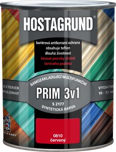 Hostagrund Prim 3v1 S2177 základní i vrchní barva na kov, 0810 červená, 600 ml