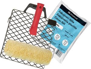 Spokar Plyš žlutozelený váleček na malování, 250 mm + držák, folie, mřížka