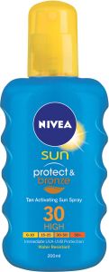 Nivea Sun Protect & bronze OF 30 sprej na opalování podporující zhnědnutí, 200 ml
