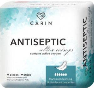Carin Antiseptic Ultra Wings tenké vložky intimky, 9 ks