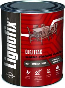 Lignofix olej Teak, přírodní olej na dřevo v interiéru a exteriéru, 750 ml