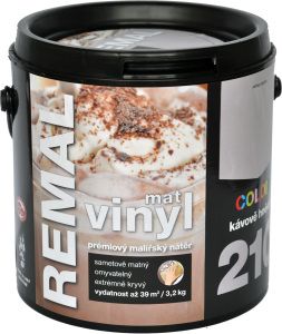 REMAL Vinyl Color mat omyvatelná barva na zeď, 210 kávově hnědá, 3,2 kg