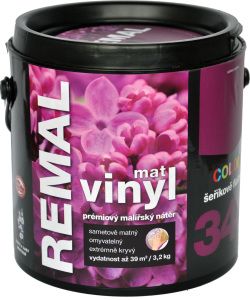 REMAL Vinyl Color mat omyvatelná barva na zeď, 340 šeříkově fialová, 3,2 kg