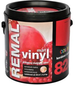 REMAL Vinyl Color mat omyvatelná barva na zeď, 820 korálově červená, 3,2 kg