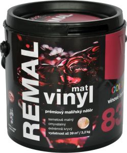 REMAL Vinyl Color mat omyvatelná barva na zeď, 830 vínově červená, 3,2 kg