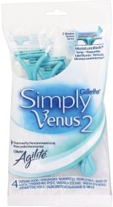 Gillette Simply Venus 2 dámské pohotová holítka se zvlhčujícím páskem, 4 ks
