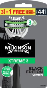Wilkinson Sword Xtreme3 Black jednorázový holicí strojek, 4 ks